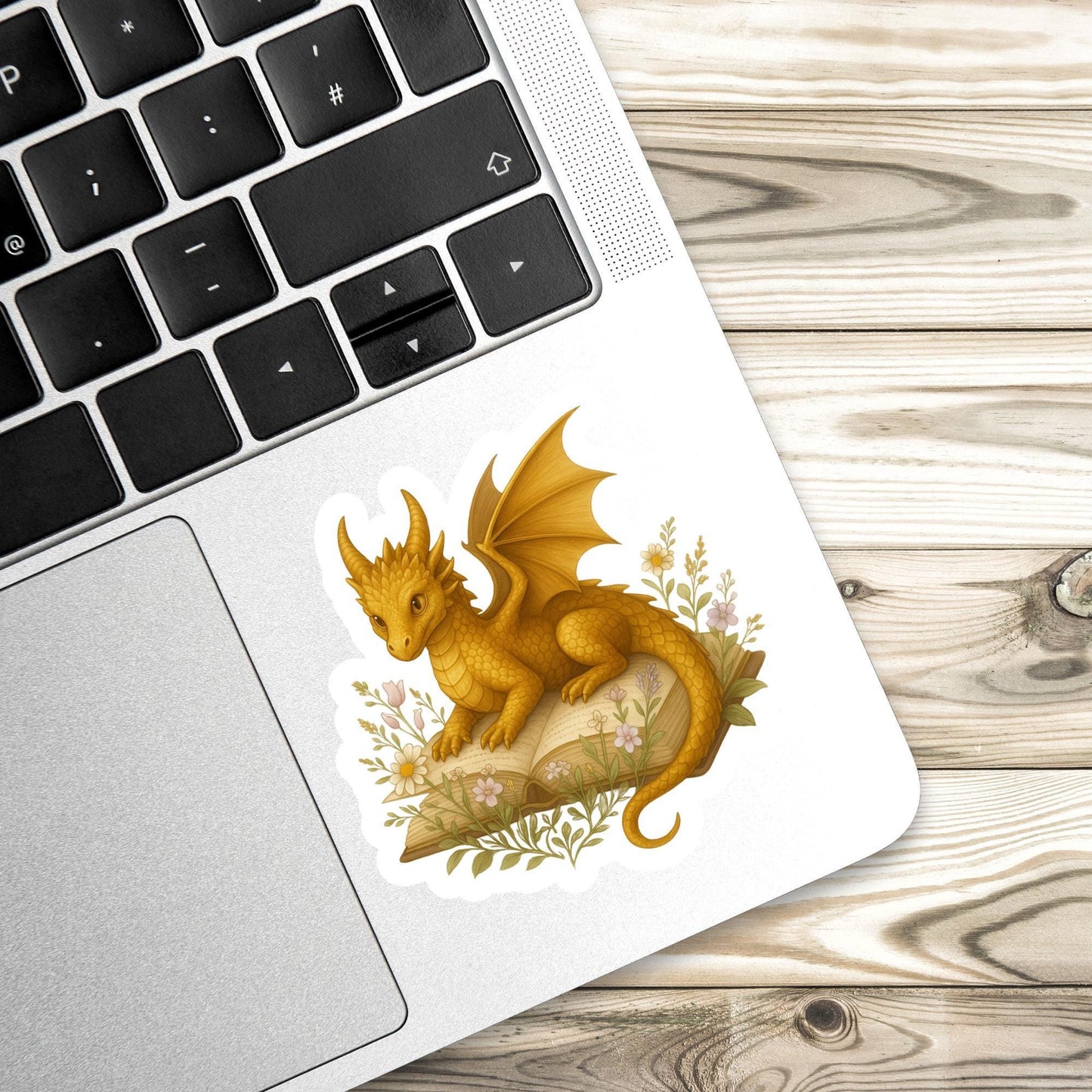 Golden Dragon Book Sticker, Cute Vinyl Sticker, Fantasy Bookish Merch, Book Lover Gift, e-reader Kindle Stickers, Reading Lover, Booktok