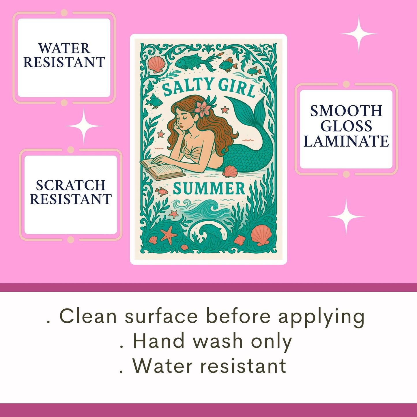 Salty girl bookclub sticker, mermaid sticker, book sticker, kindle sticker, bookish sticker, book stickers, book merch, fantasy sticker