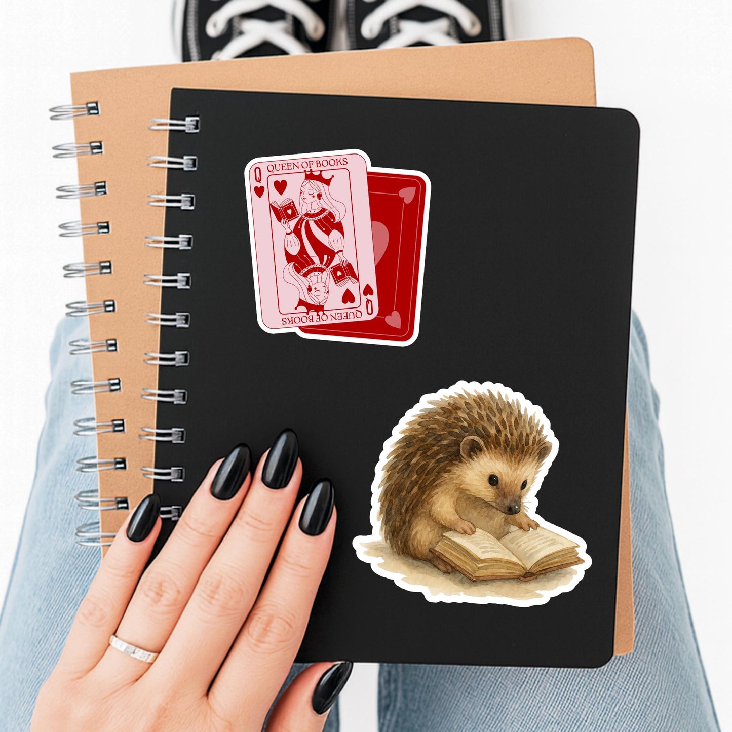 Hedgehog Book Sticker, Cute Vinyl Sticker, Fantasy Bookish Merch, Book Lover Gift, e-reader Kindle Stickers, Reading Lover, Booktok