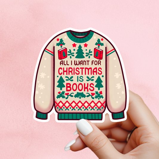 Ugly Sweater Christmas Reading Sticker