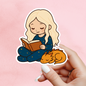 Girl and Dragon Reading Sticker