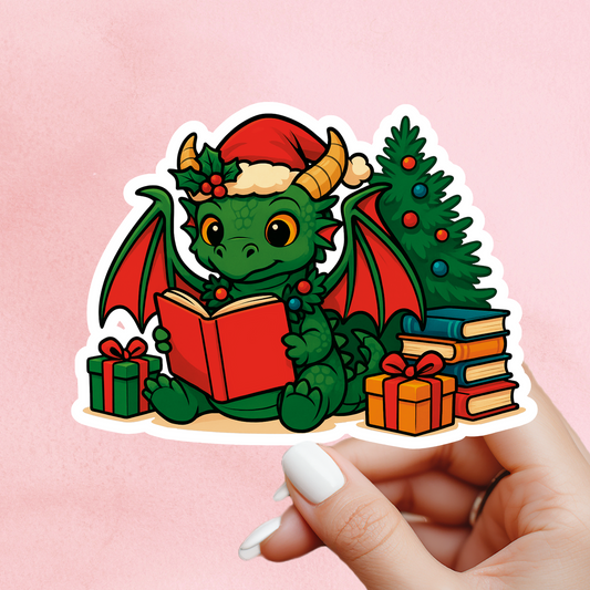 Christmas Dragon Reading Sticker