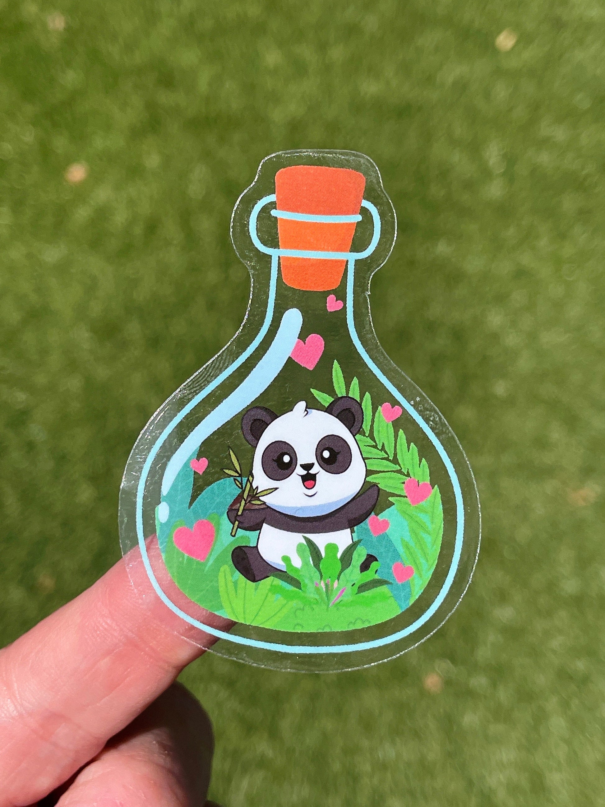 Transparent sticker, Clear stickers, cute stickers, Kawaii panda stickers, Panda love, Kawaii sticker, vinyl decal