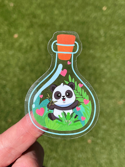 Transparent sticker, Clear stickers, cute stickers, Kawaii panda stickers, Panda love, Kawaii sticker, vinyl decal