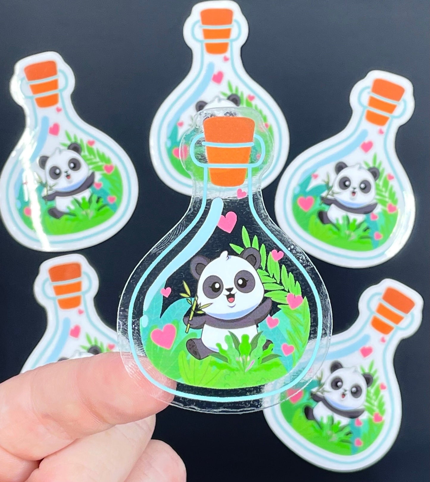 Transparent sticker, Clear stickers, cute stickers, Kawaii panda stickers, Panda love, Kawaii sticker, vinyl decal