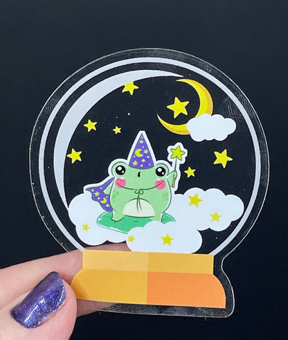 Transparent sticker, Clear stickers, cute stickers, Kawaii Frog stickers, magical sticker, Frog magician, Crystal ball decal, vinyl decal