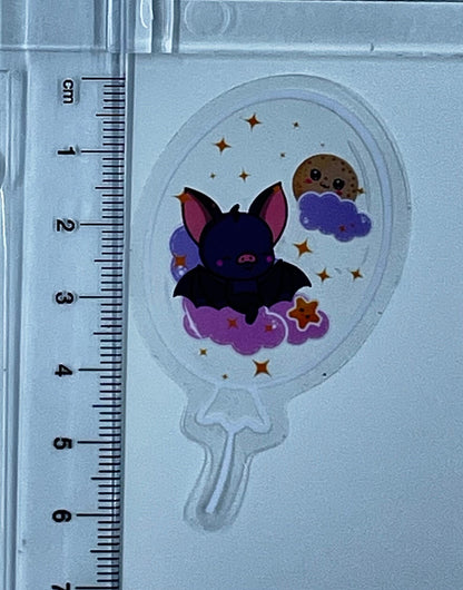 Transparent stickers, clear stickers, vinyl decal, cute stickers, Kawaii bat, kawaii stickers, kawaii water bottle, computer laptop sticker