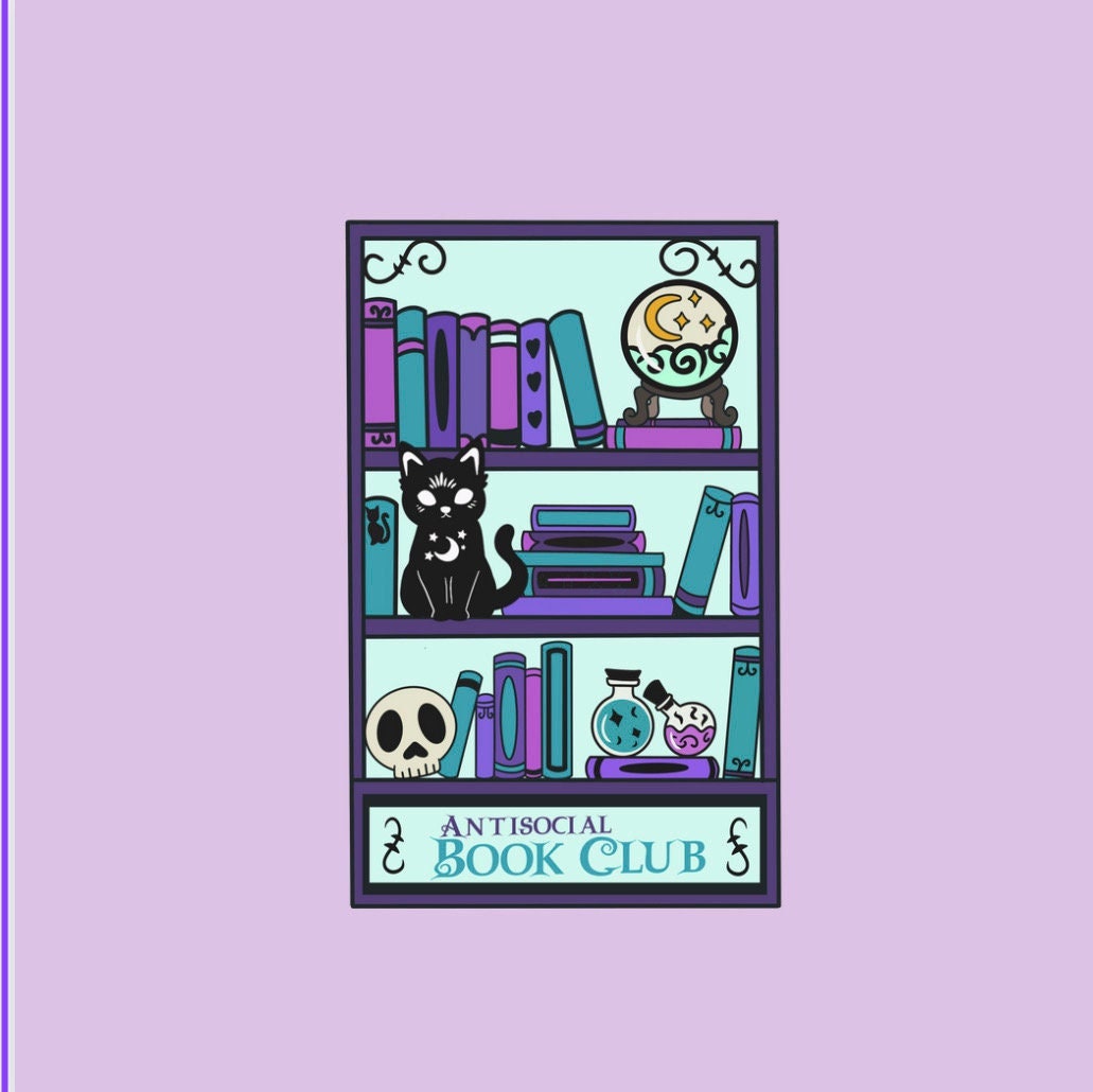 Antisocial Book Club sticker, holographic sticker, booktok sticker, Kindle sticker, cat sticker, bookish sticker, book lover sticker,