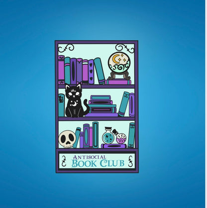 Antisocial Book Club sticker, holographic sticker, booktok sticker, Kindle sticker, cat sticker, bookish sticker, book lover sticker,