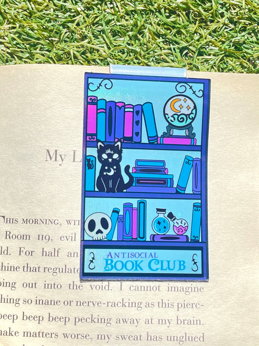 Antisocial bookmark, magnetic bookmark, anti social social club, fantasy bookmark, bookworm gift, handmade bookmark, holographic, bookmark,