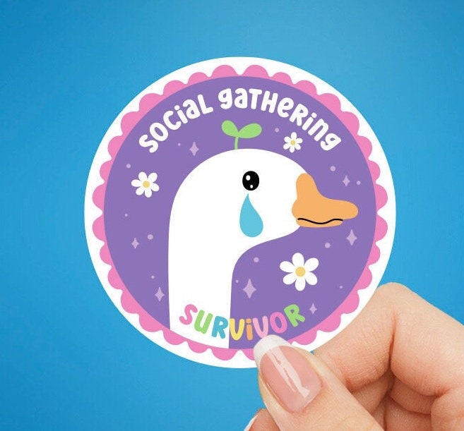Social Gathering Survivor Sticker, Mental Health Sticker, Anxiety Stickers, Funny Gift, Self Love Decal, self care, mental health