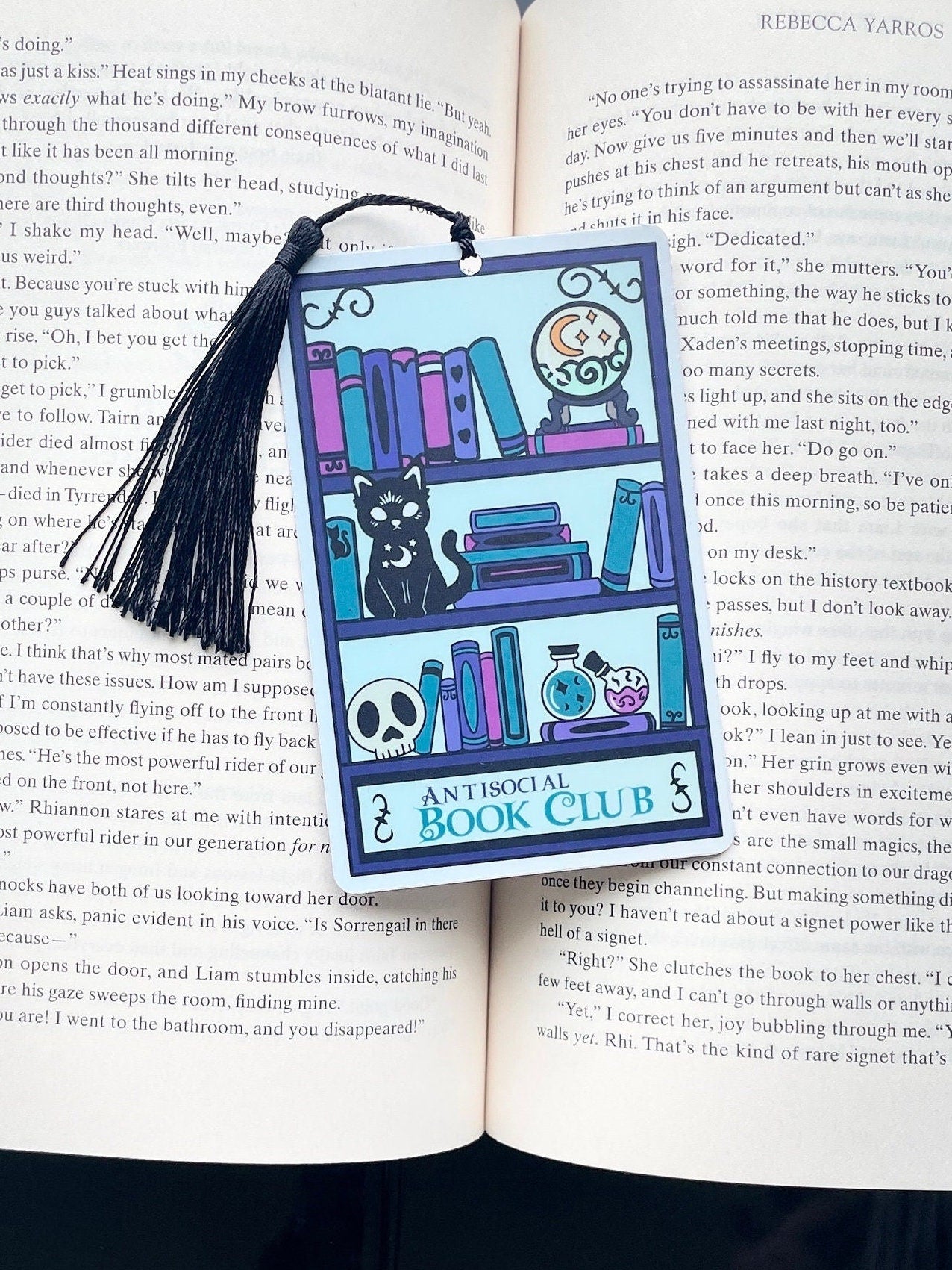 Anit social book club Bookmark, holographic bookmark, Gothic Bookmark, Booktok Bookmark, Bookish Gifts for Readers, Handmade Bookmark