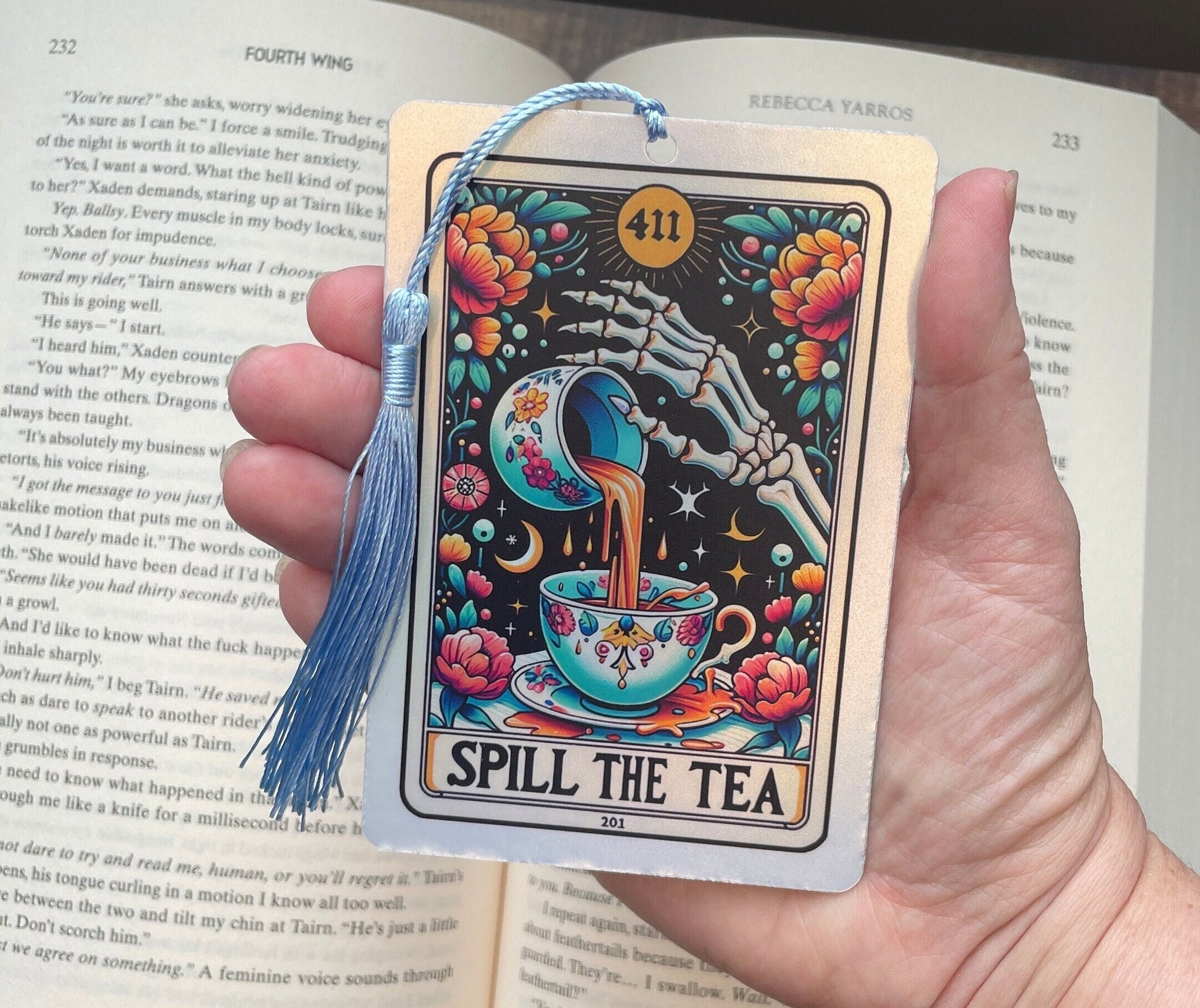 Tea Tarot card Bookmark, holographic bookmark, Booktok Bookmark, Bookish Gifts for Readers, Handmade Bookmark, spill the tea, gift for mum