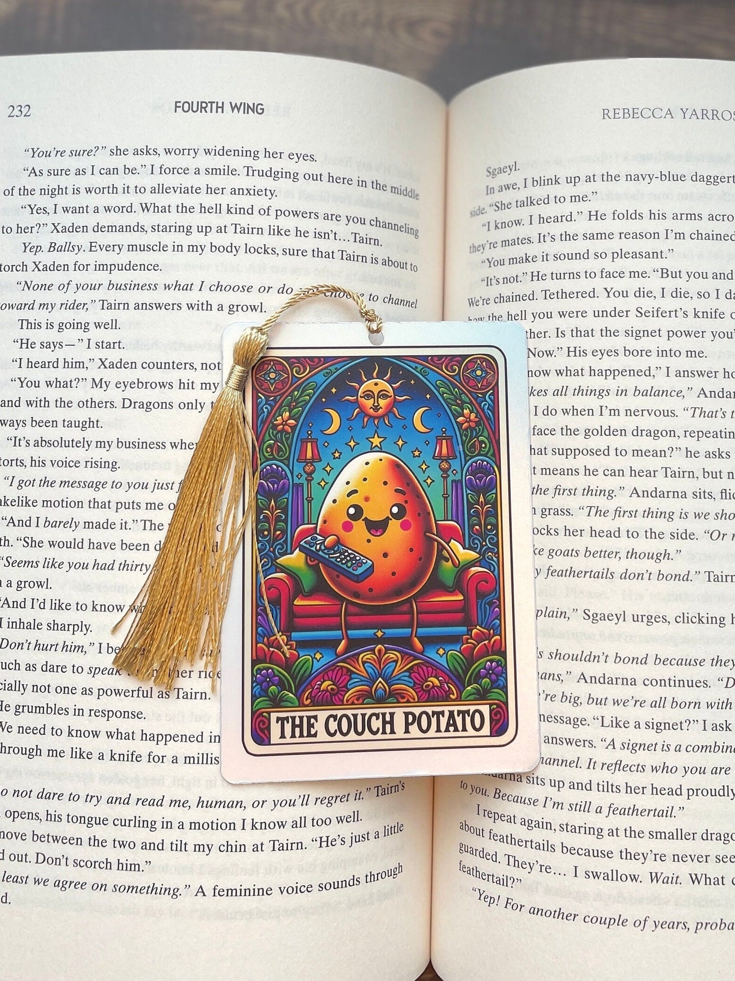 Tarot card Bookmark, couch potato, holographic bookmark, Gothic Bookmark, Booktok Bookmark, Bookish Gifts for Readers, Handmade Bookmark