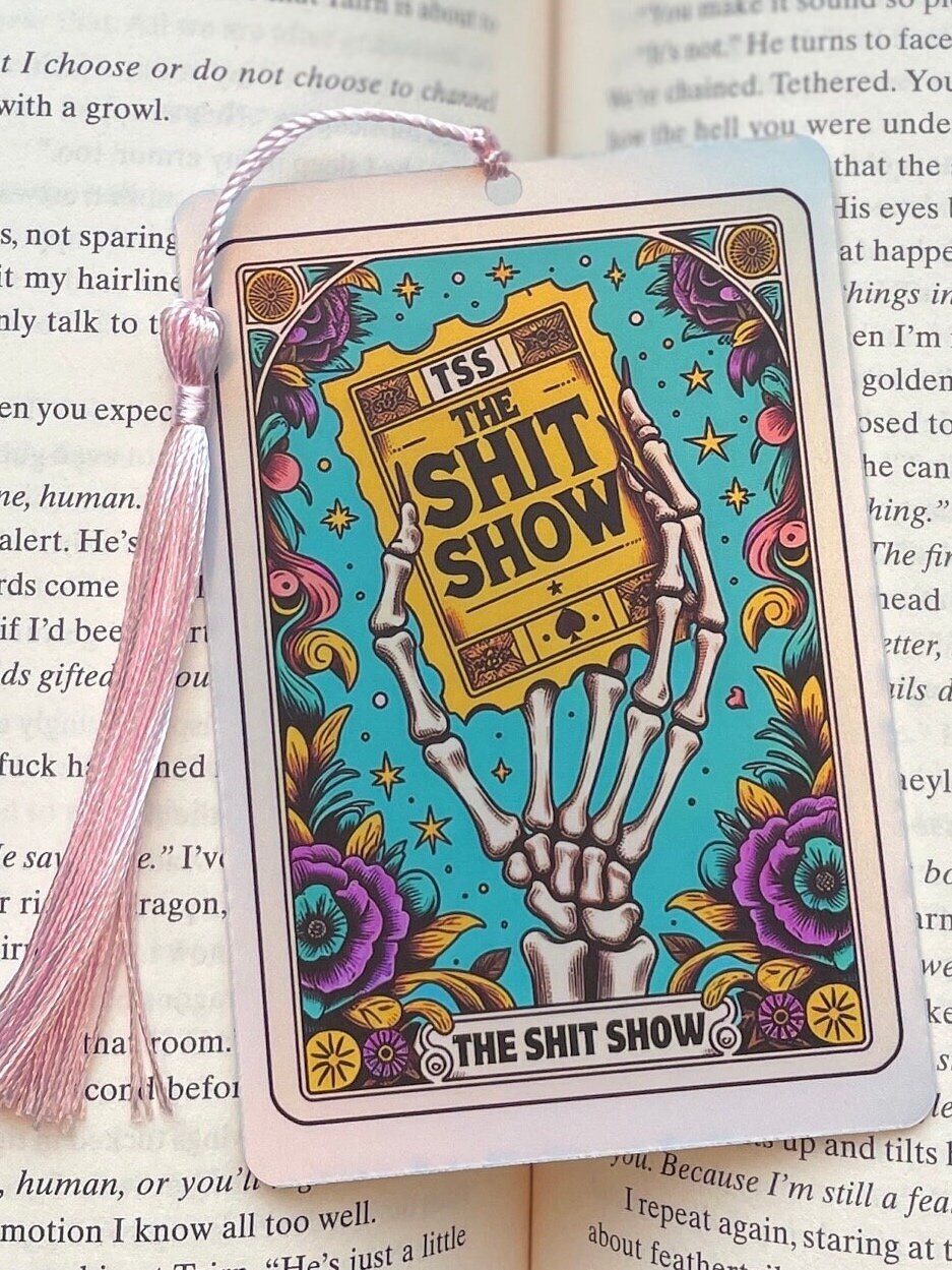 Shit show Tarot card Bookmark, holographic bookmark, Gothic Bookmark, Booktok Bookmark, Bookish Gifts for Readers, Handmade Bookmark