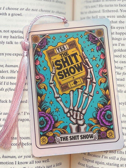 Shit show Tarot card Bookmark, holographic bookmark, Gothic Bookmark, Booktok Bookmark, Bookish Gifts for Readers, Handmade Bookmark