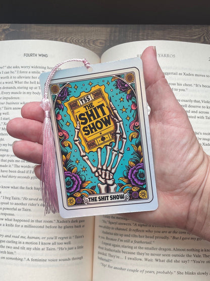 Shit show Tarot card Bookmark, holographic bookmark, Gothic Bookmark, Booktok Bookmark, Bookish Gifts for Readers, Handmade Bookmark