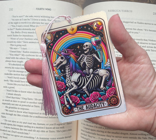 Tarot card Bookmark, holographic bookmark, the audacity, Gothic Bookmark, Booktok Bookmark, Bookish Gifts for Readers, Handmade Bookmark,