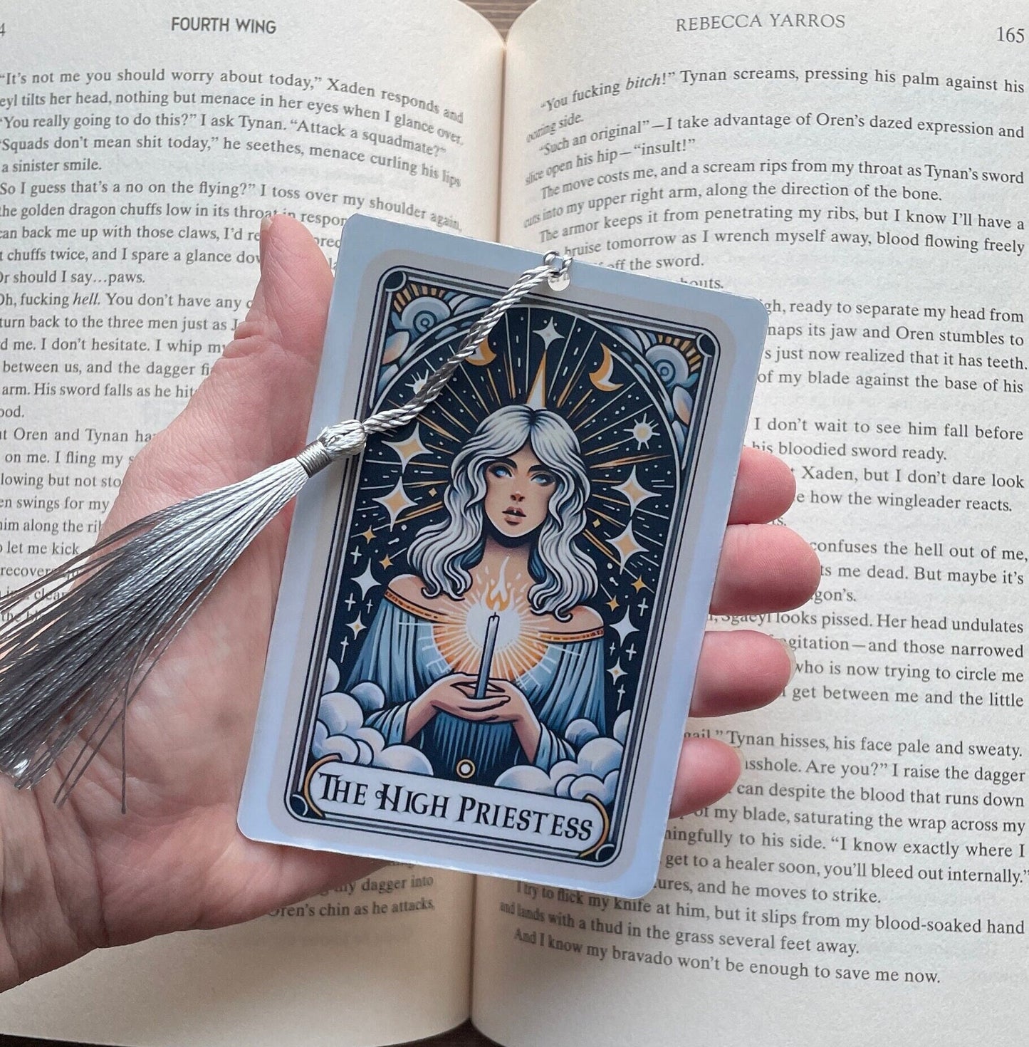 The priestess Tarot card Bookmark, holographic bookmark, Gothic Bookmark, Booktok Bookmark, Bookish Gifts for Readers, Handmade Bookmark