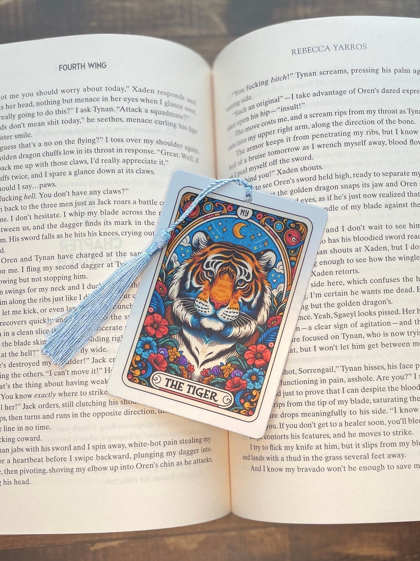 Tiger Tarot card Bookmark, holographic bookmark, Gothic Bookmark, Booktok Bookmark, Bookish Gifts for Readers, Handmade Bookmark, Tiger love