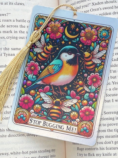 Don’t bug me Tarot card Bookmark, holographic bookmark, Gothic Bookmark, Booktok Bookmark, Bookish Gifts for Readers, Handmade Bookmark