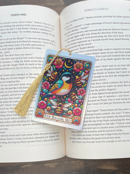 Don’t bug me Tarot card Bookmark, holographic bookmark, Gothic Bookmark, Booktok Bookmark, Bookish Gifts for Readers, Handmade Bookmark