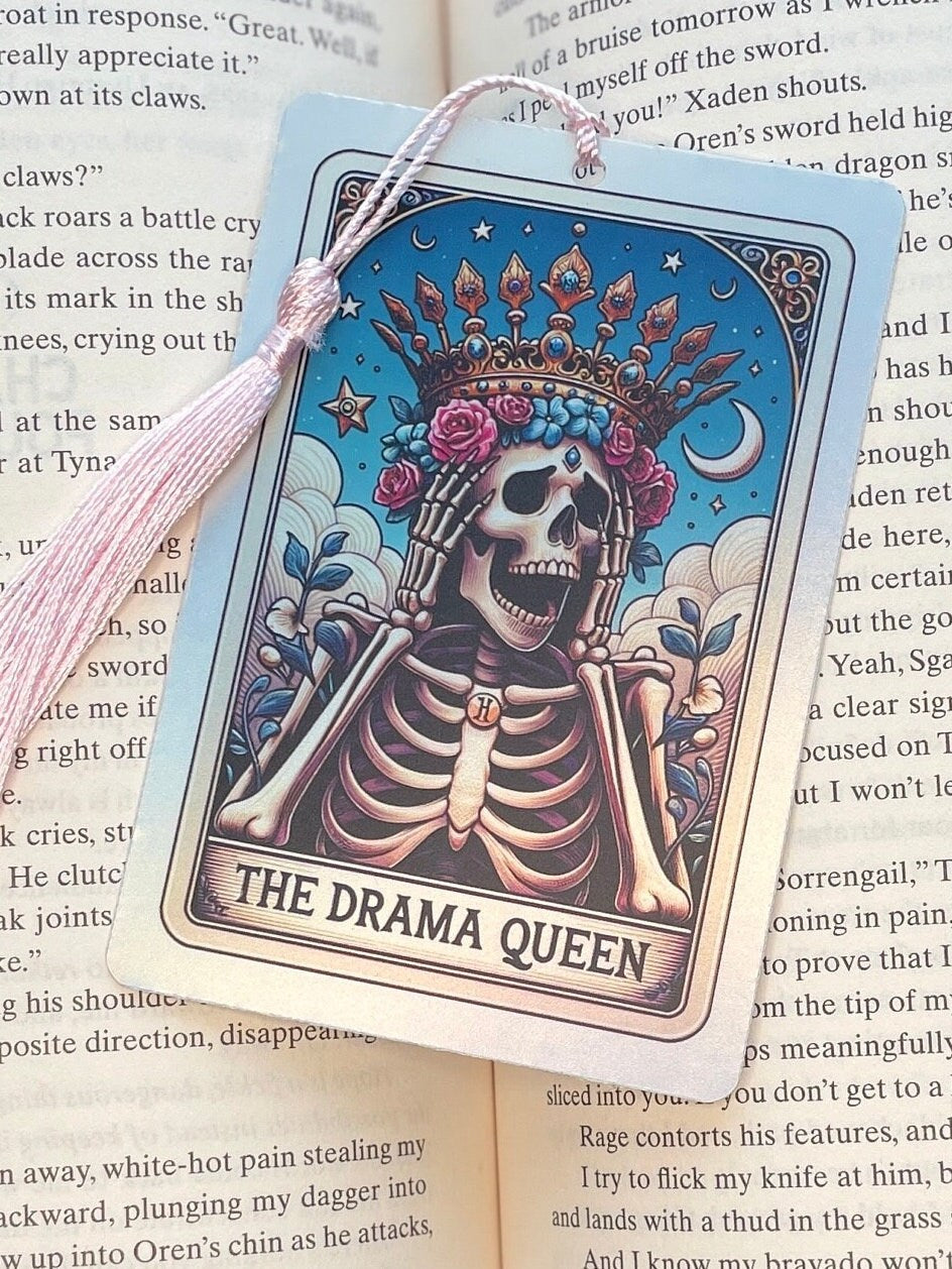 Drama Queen Tarot card Bookmark, holographic bookmark, Gothic Bookmark, Booktok Bookmark, Bookish Gifts for Readers, Handmade Bookmark