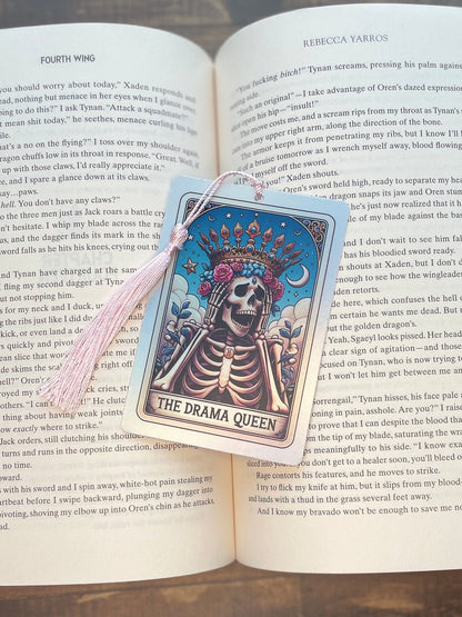 Drama Queen Tarot card Bookmark, holographic bookmark, Gothic Bookmark, Booktok Bookmark, Bookish Gifts for Readers, Handmade Bookmark