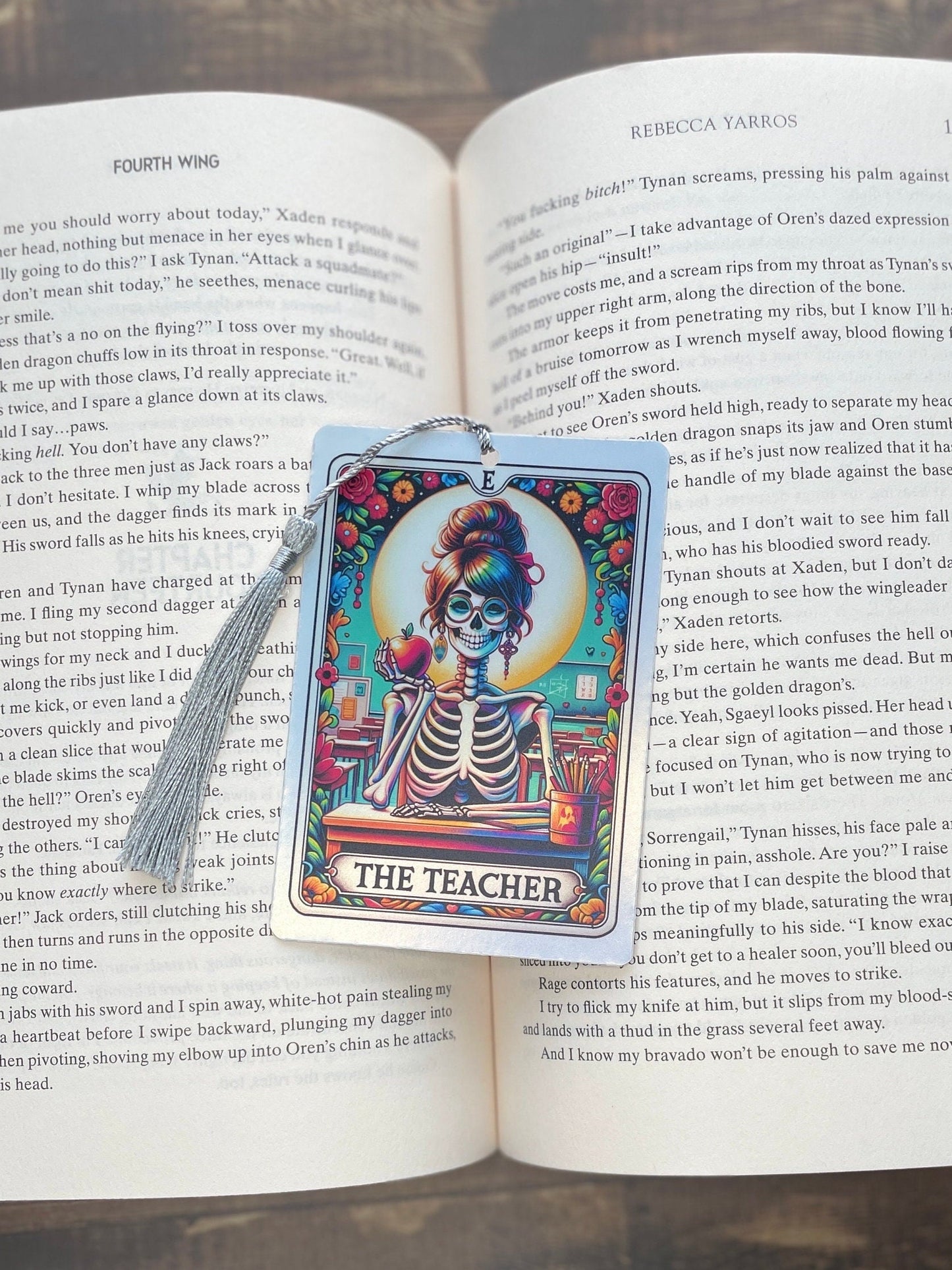 Teacher Tarot card Bookmark, holographic bookmark, Gothic Bookmark, Booktok Bookmark, Bookish Gifts for Readers, Handmade Bookmark
