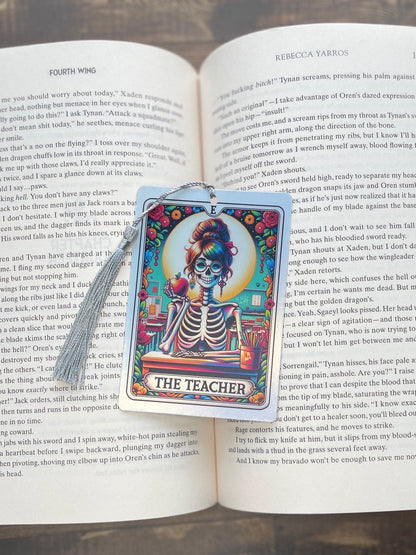 Teacher Tarot card Bookmark, holographic bookmark, Gothic Bookmark, Booktok Bookmark, Bookish Gifts for Readers, Handmade Bookmark