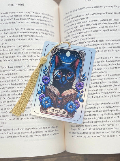 Cat Tarot card Bookmark, holographic bookmark, cat lover gift, Booktok Bookmark, Bookish Gifts for Readers, Handmade Bookmark, cat gift