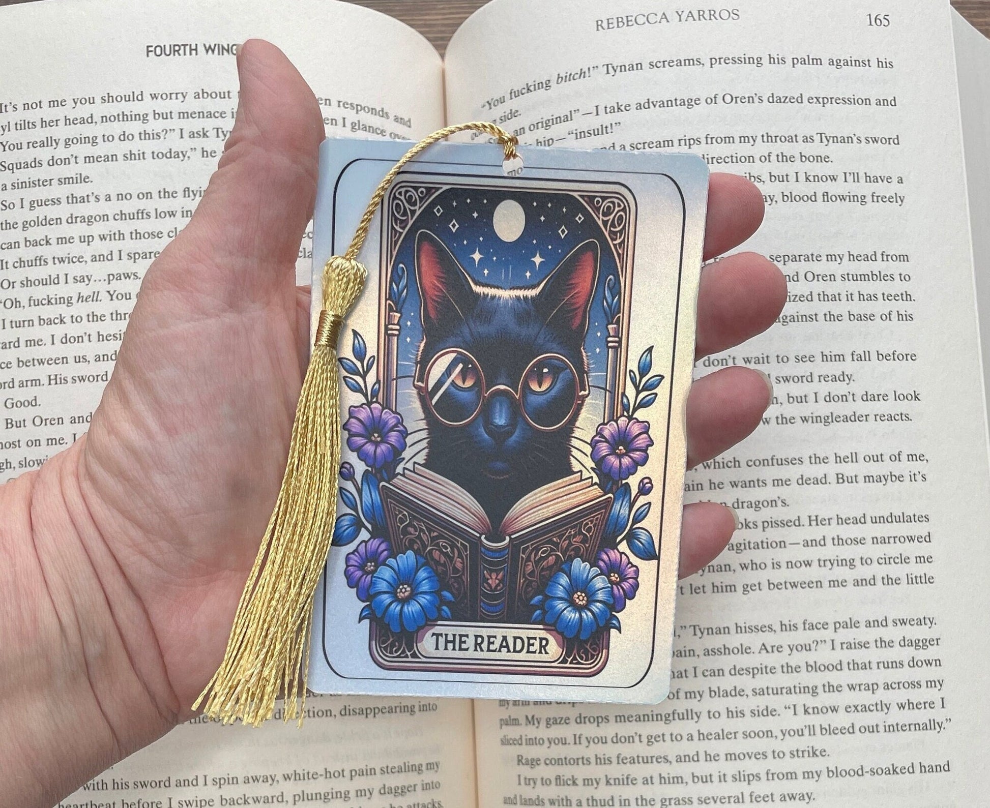 Cat Tarot card Bookmark, holographic bookmark, cat lover gift, Booktok Bookmark, Bookish Gifts for Readers, Handmade Bookmark, cat gift