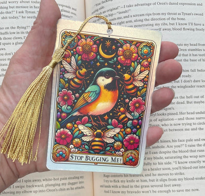 Don’t bug me Tarot card Bookmark, holographic bookmark, Gothic Bookmark, Booktok Bookmark, Bookish Gifts for Readers, Handmade Bookmark