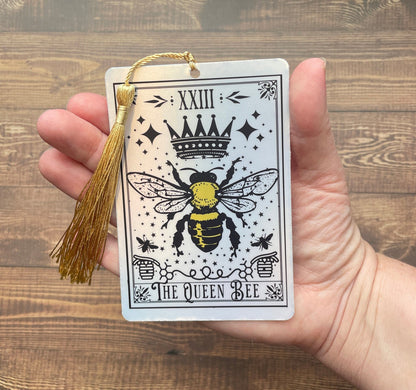 queen bee Tarot card Bookmark, holographic bookmark, Gothic Bookmark, Booktok Bookmark, Bookish Gifts for Readers, Handmade Bookmark, bee
