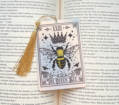 queen bee Tarot card Bookmark, holographic bookmark, Gothic Bookmark, Booktok Bookmark, Bookish Gifts for Readers, Handmade Bookmark, bee