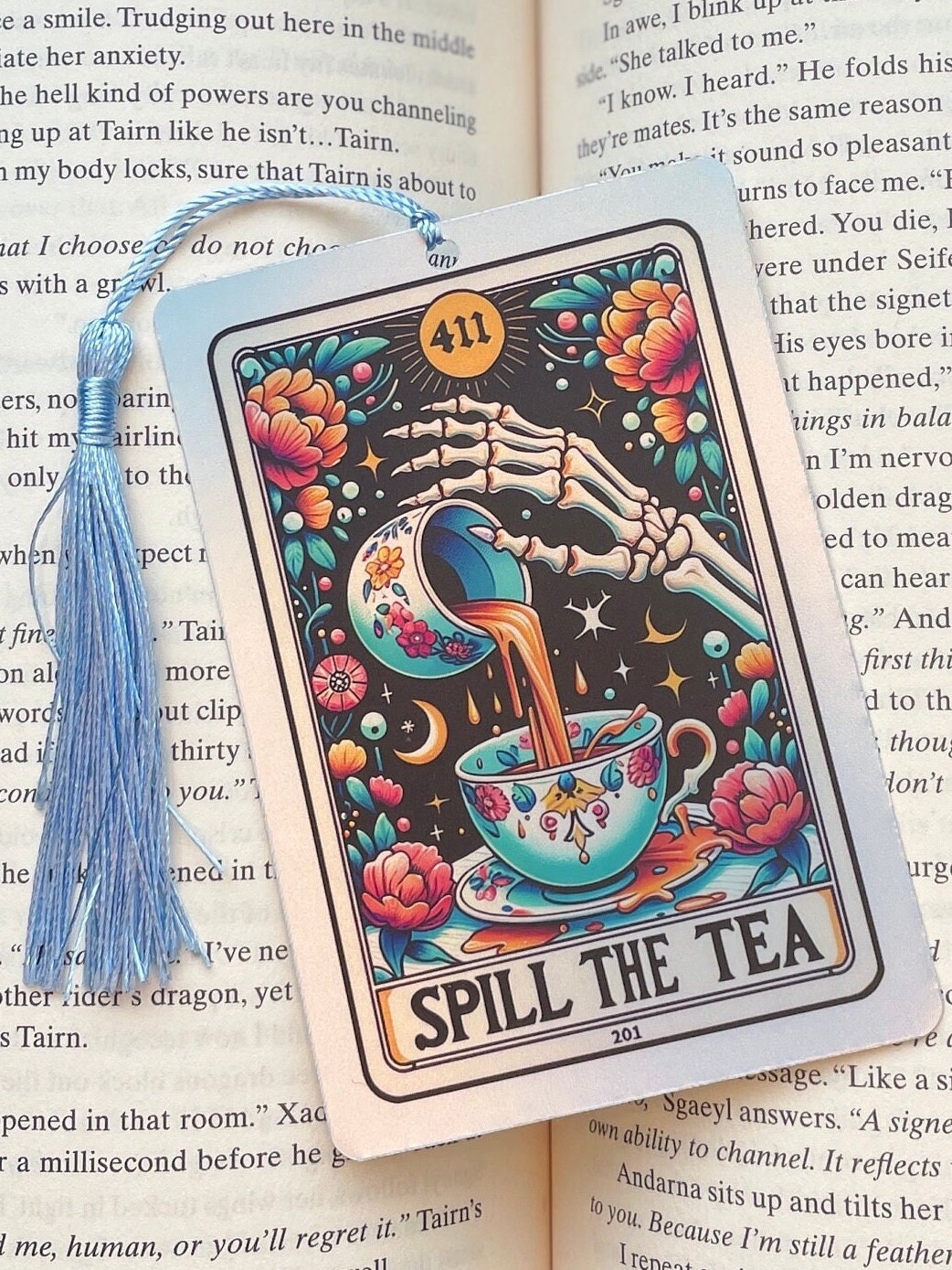 Tea Tarot card Bookmark, holographic bookmark, Booktok Bookmark, Bookish Gifts for Readers, Handmade Bookmark, spill the tea, gift for mum