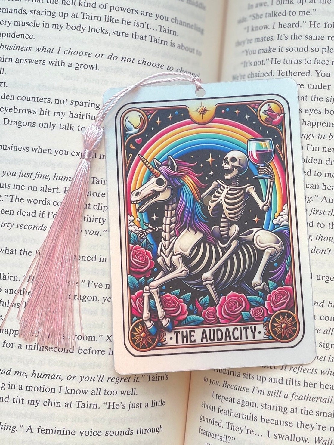 Tarot card Bookmark, holographic bookmark, the audacity, Gothic Bookmark, Booktok Bookmark, Bookish Gifts for Readers, Handmade Bookmark,