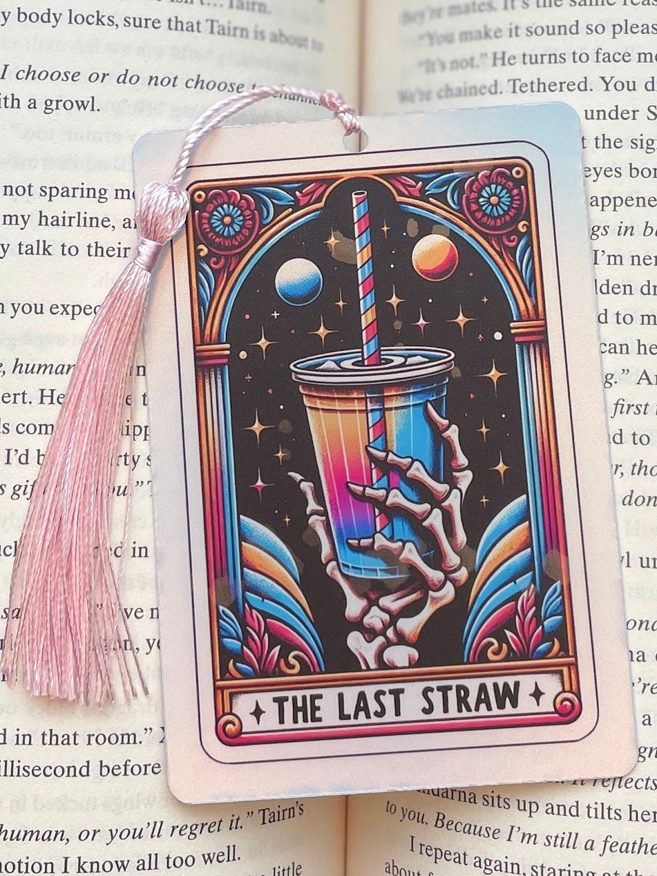 Tarot card Bookmark, holographic bookmark, the last straw, Gothic Bookmark, Booktok Bookmark, Bookish Gifts for Readers, Handmade Bookmark