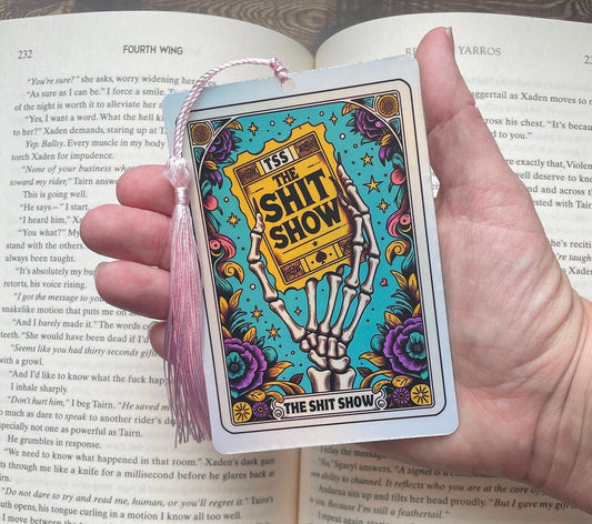 Shit show Tarot card Bookmark, holographic bookmark, Gothic Bookmark, Booktok Bookmark, Bookish Gifts for Readers, Handmade Bookmark