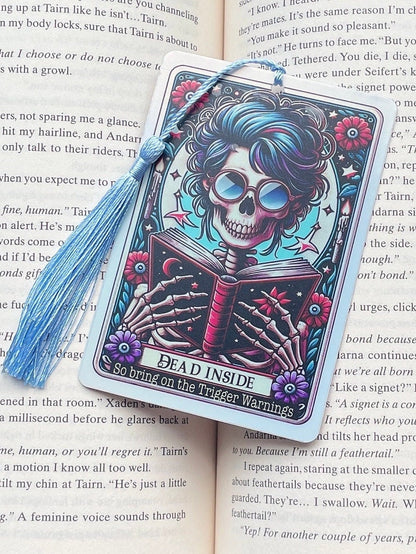 The reader card Bookmark, trigger warrings, holographic bookmark, Gothic Bookmark, Bookmark, Bookish Gifts for Readers, Handmade Bookmark,