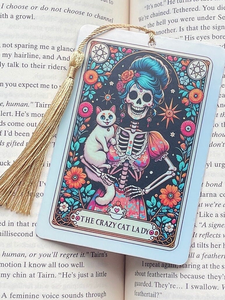 Cat Tarot card Bookmark, holographic bookmark, cat lover gift, Booktok Bookmark, Bookish Gifts for Readers, Handmade Bookmark, cat gifts