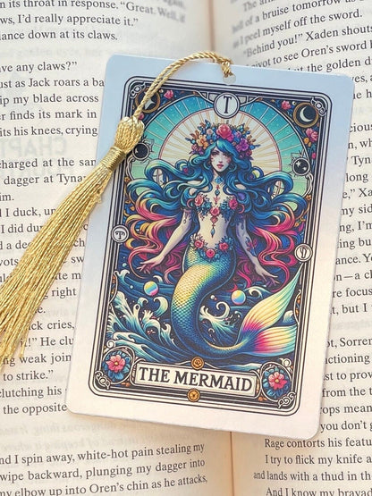 Mermaid Tarot card Bookmark, holographic bookmark, Gothic Bookmark, Booktok Bookmark, Bookish Gifts for Readers, Handmade Bookmark,