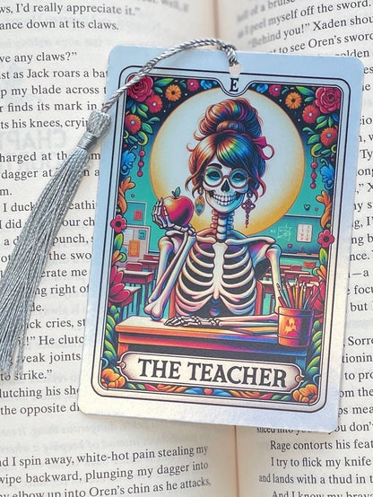 Teacher Tarot card Bookmark, holographic bookmark, Gothic Bookmark, Booktok Bookmark, Bookish Gifts for Readers, Handmade Bookmark