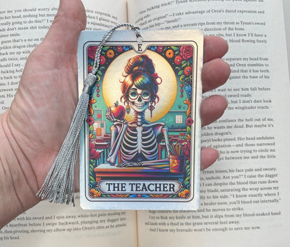 Teacher Tarot card Bookmark, holographic bookmark, Gothic Bookmark, Booktok Bookmark, Bookish Gifts for Readers, Handmade Bookmark