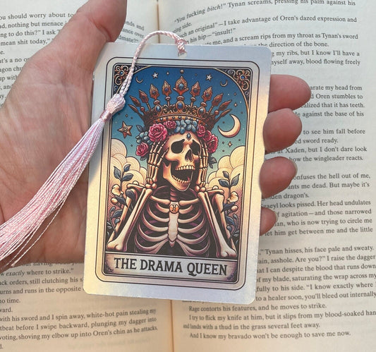 Drama Queen Tarot card Bookmark, holographic bookmark, Gothic Bookmark, Booktok Bookmark, Bookish Gifts for Readers, Handmade Bookmark