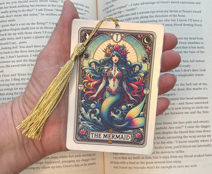 Mermaid Tarot card Bookmark, holographic bookmark, Gothic Bookmark, Booktok Bookmark, Bookish Gifts for Readers, Handmade Bookmark,
