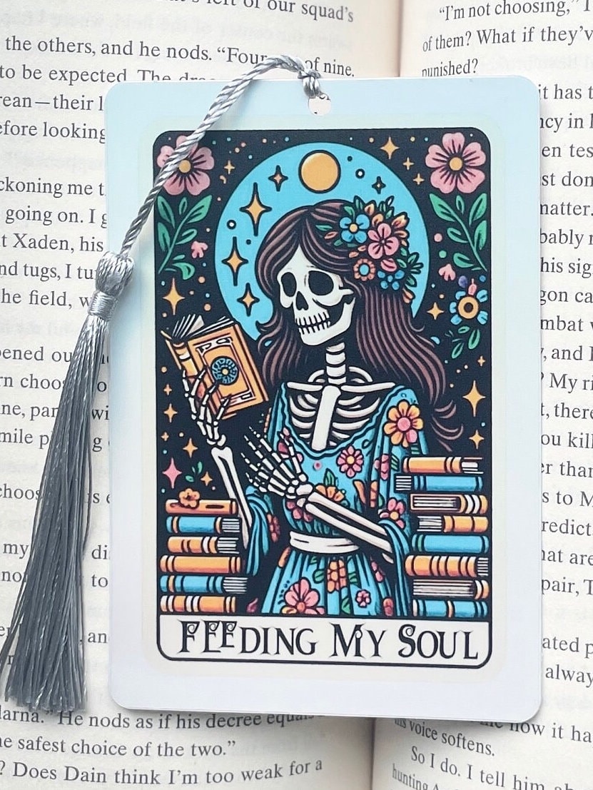 Feeding my Soul Tarot card Bookmark, holographic bookmark, Gothic Bookmark, Booktok Bookmark, Bookish Gifts for Readers, Handmade Bookmark