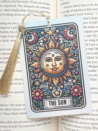 The sun Tarot card Bookmark, holographic bookmark, Gothic Bookmark, Booktok Bookmark, Bookish Gifts for Readers, Handmade Bookmark,
