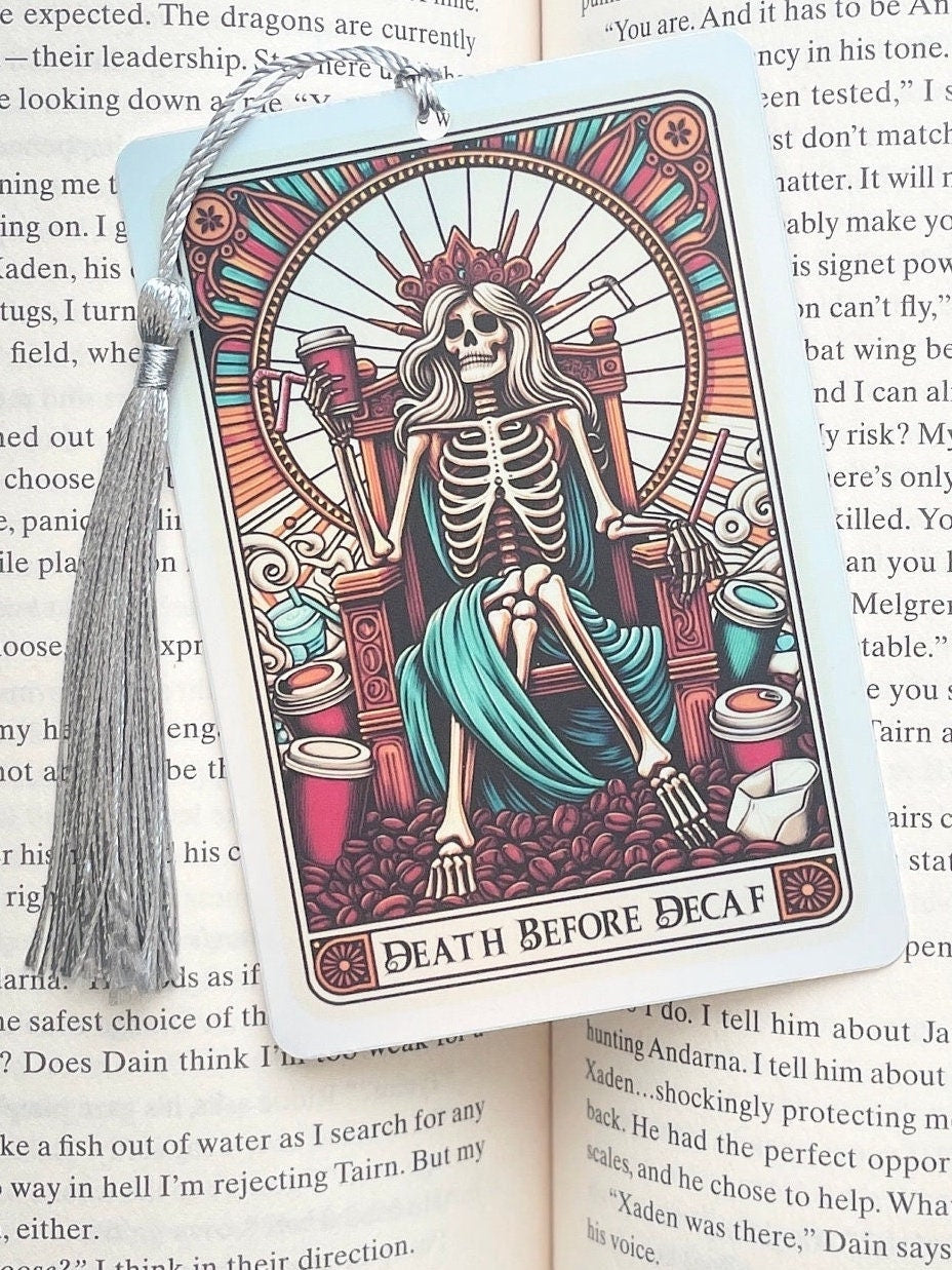 Coffee Tarot card Bookmark, holographic bookmark, Gothic Bookmark, Booktok Bookmark, Bookish Gifts for Readers, Handmade Bookmark