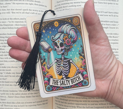 Salty Bitch Tarot card Bookmark, holographic bookmark, Gothic Bookmark, Booktok Bookmark, Bookish Gifts for Readers, Handmade Bookmark